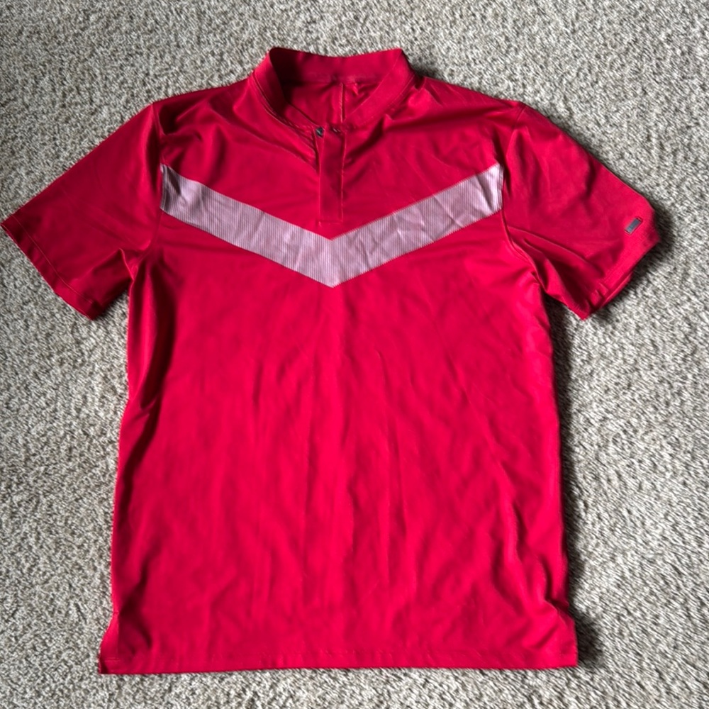 Nike Tiger Woods Red Polo Shirt with Chevron Design